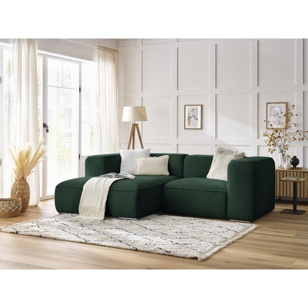 Iš boucle kampinė sofa tamsiai žalios spalvos (su kairiuoju kampu) Zephyr – Bobochic Paris-image-1