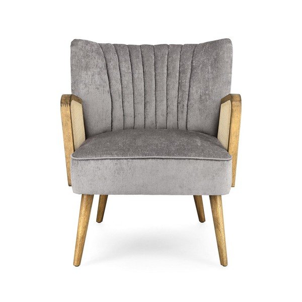 Pilkos spalvos krėslas iš velveto Virna – Bizzotto-image-2