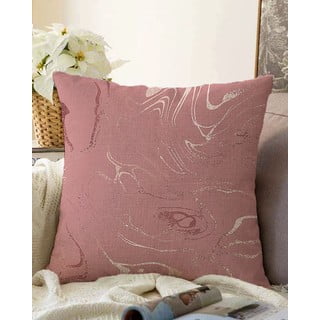 Tamsiai rožinės spalvos medvilninio mišinio minimalistiniai pagalvių užvalkalai Waves, 55 x 55 cm