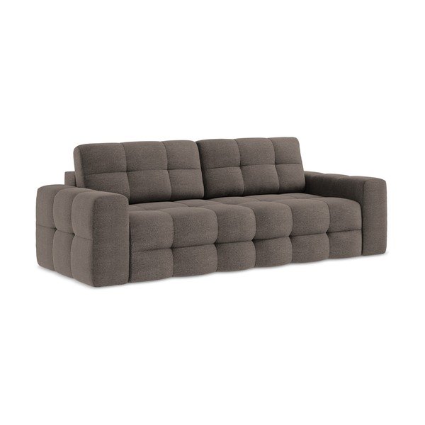 Rudos spalvos iš boucle sulankstoma sofa 255 cm Milu – Makamii-image-1