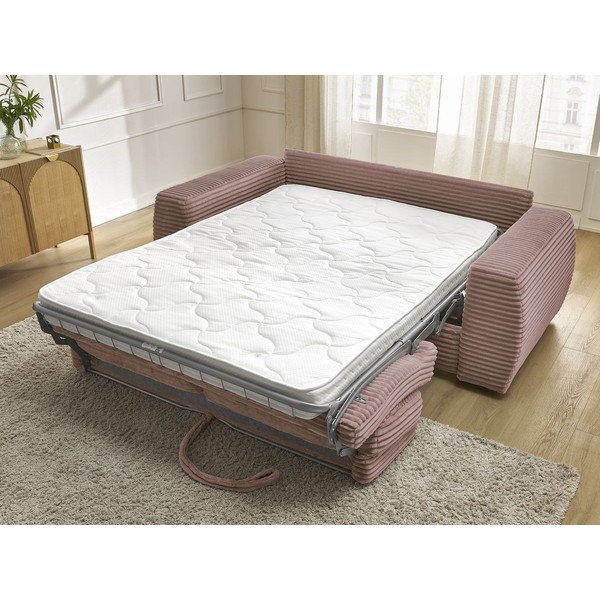 Rožinės spalvos sofa miegojimui/sulankstoma iš kordinio velveto 240 cm Hugo – Bobochic Paris-image-1