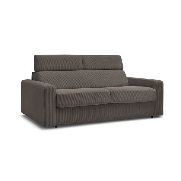 Iš kordinio velveto sulankstoma sofa pilkos spalvos/rudos spalvos 195 cm Monaco – Bobochic Paris-image-1
