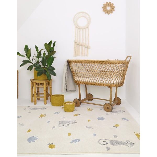 Smėlio spalvos vaikiškas kilimas Nattiot Little Wild Monkey, 135 x 190 cm-image-3