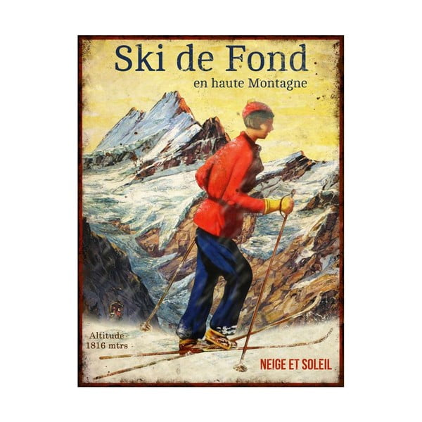 Dekoratyvinis metalinis ženklas Antic Line Ski de Fond, 25 x 33 cm