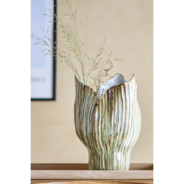 Iš akmens masės vaza šviesiai žalios spalvos (aukštis 30 cm) Mahira – Bloomingville-image-1