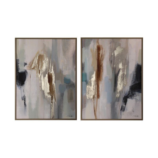 Spausdinti/su rankomis dažytais elementais paveikslai su rėmeliu/tapyba ant drobės 2 vnt. 60x80 cm Gallery – Bizzotto