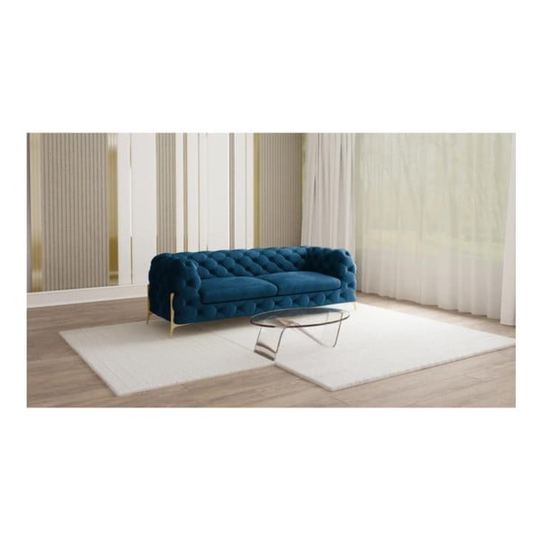 Tamsiai mėlynos spalvos iš velveto sofa 225 cm Chelsea Bis – Ropez-image-1