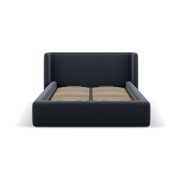 Tamsiai mėlynos spalvos dvigulė lova audiniu dengta su sandėliavimo vieta su lovos grotelėmis 140x200 cm Jason – Windsor & Co Sofas-image-4