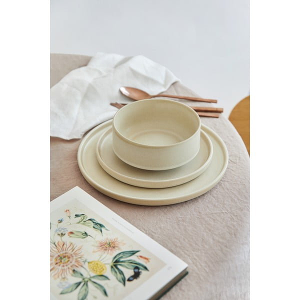 18 dalių smėlio spalvos akmens masės indų rinkinys Bonami selection Malia-image-1