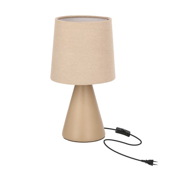 Smėlio spalvos stalinis šviestuvas (aukštis 24,5 cm) su tekstiliniu gaubtu Satti – Candellux Lighting