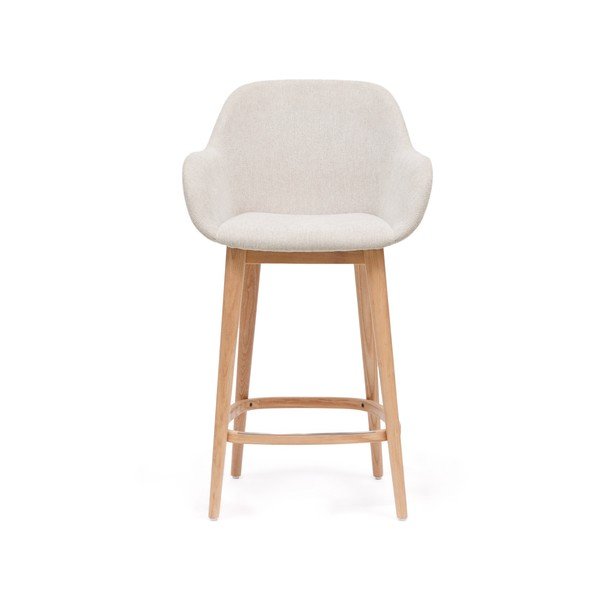 Smėlio spalvos iš audinio baro taburetė su porankiais (sėdynės aukštis 66 cm) Konna – Kave Home-image-2