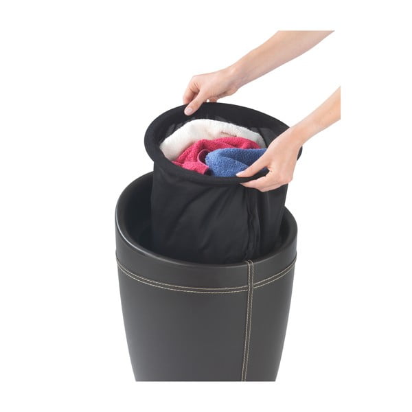 Juodas skalbinių krepšys ir taburetė viename Wenko Linen Look, 20 l-image-2