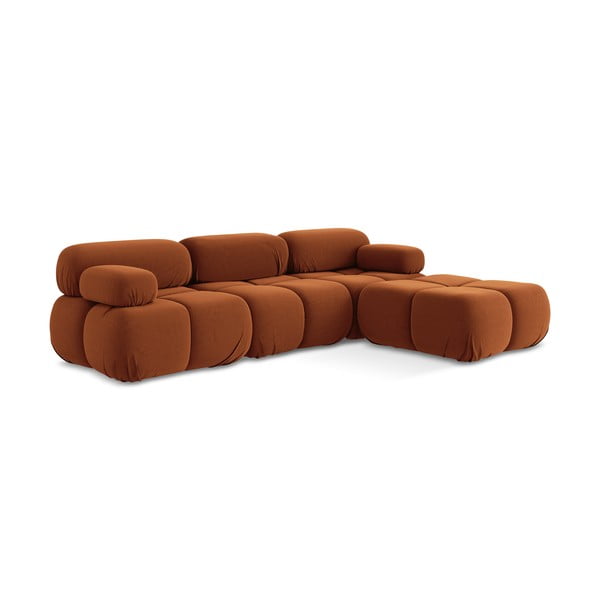 Oranžinės spalvos iš velveto modulinė kampinė sofa Lokua – Makamii-image-3