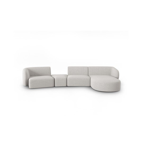 Šviesiai pilkos spalvos iš šenilinio audinio kampinė sofa (su dešiniuoju kampu/su gultu) Paolo – Milo Casa