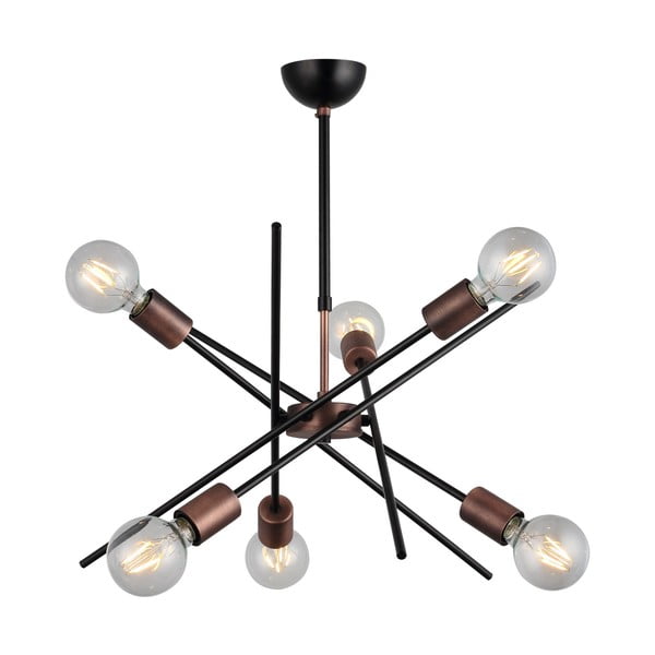 Juodos ir rudos spalvos pakabinamas šviestuvas su 6 lemputėmis Homemania Decor Gera