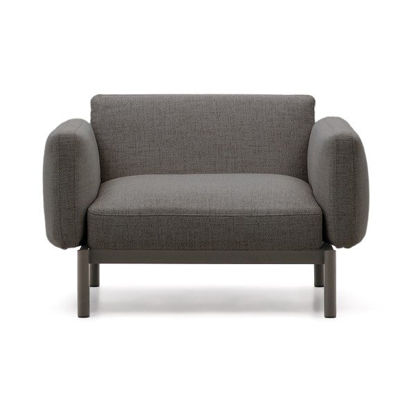 Paminkštinto audinio sodo krėslas pilkos spalvos Sorells – Kave Home-image-2