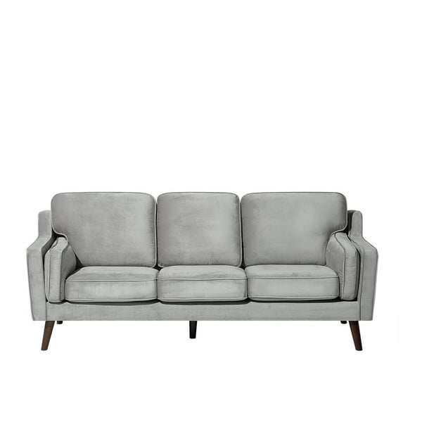Šviesiai pilka trijų vietų sofa su aksomo išvaizda "Monobeli Steven