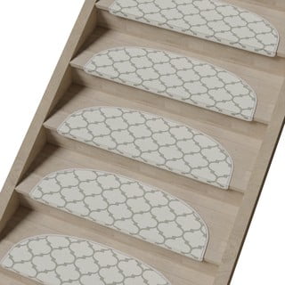 Laiptų kilimėlių rinkiniai kreminės spalvos 16 vnt. 20x65 cm Madalyon – Vitaus