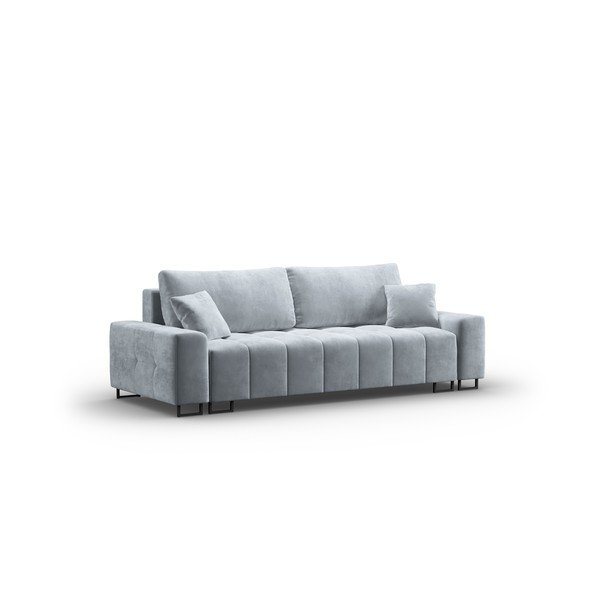 Šviesiai mėlynos spalvos iš velveto sulankstoma/su sandėliavimo vieta sofa 250 cm Wicklow – Cosmopolitan Design-image-2