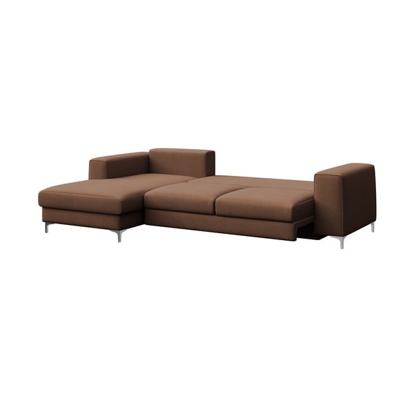 Rudos spalvos iš velveto sulankstoma/su sandėliavimo vieta kampinė sofa (su kairiuoju kampu/su gultu) Rene – Rodier-image-3