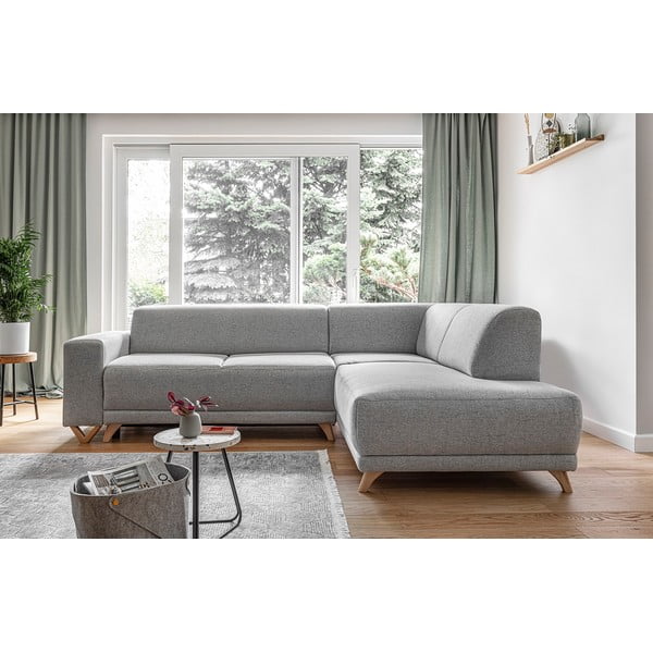Šviesiai pilkos spalvos sulankstoma/su sandėliavimo vieta kampinė sofa (su dešiniuoju kampu/„L“ formos) Classy Sophie – Miuform-image-1