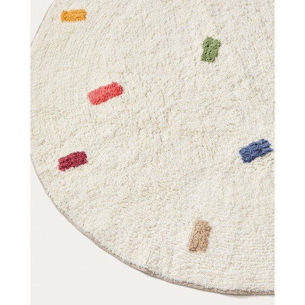 Kreminės spalvos iš medvilnės vaikiškas kilimas ø100 cm Epifania – Kave Home-image-4