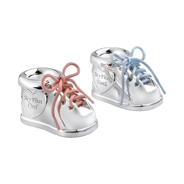 Iš metalo dėžutė pirmiems dantukams blizgios sidabrinės spalvos 6x4x4 cm Shoe  – Zilverstad-image-3