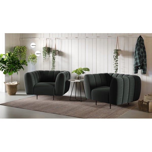 Tamsiai pilkas aksominis krėslas Ghado Shel-image-1