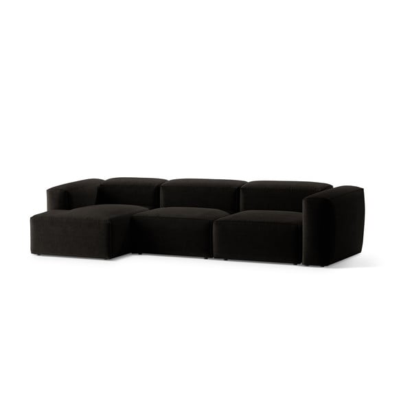 Juodos spalvos kampinė sofa (su kairiuoju kampu/su gultu) Bergamo – Cosmopolitan Design-image-2