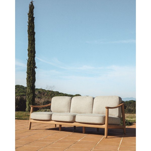 Smėlio spalvos/natūralios spalvos iš audinio sodo sofa Elunda – Kave Home-image-1