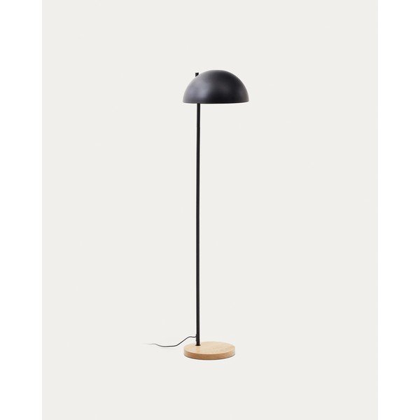 Juodos spalvos/natūralios spalvos pastatomas šviestuvas (aukštis 150 cm) su metaliniu gaubtu Catlar – Kave Home-image-2