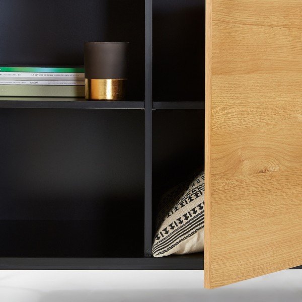 Juodos ir rudos spalvos komoda Kave Home SAVOI, 165 x 80 cm-image-1