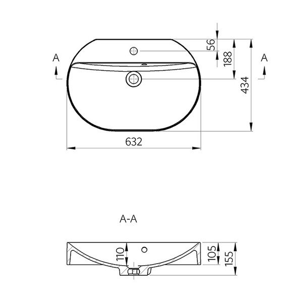 Iš mineralinio kompozito praustuvas baltos spalvos 63x43 cm Helen – Sapho-image-4