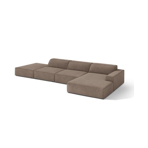 Smėlio spalvos modulinė kampinė sofa (su dešiniuoju kampu/su gultu) Jodie – Micadoni 
