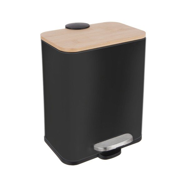 Juodos spalvos iš nerūdijančio plieno šiukšliadėžė su pedalu 5 l Black – Orion