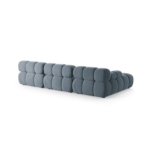 Pilkos spalvos modulinė kampinė sofa iš velveto (su kairiuoju kampu/su gultu) – Micadoni -image-3