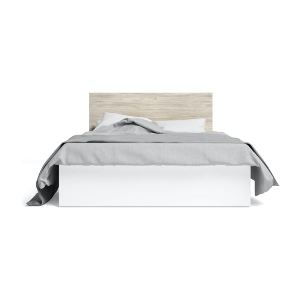 Balta dvigulė lova su dėže ir grotelėmis 160x200 cm Sahara - Marckeric