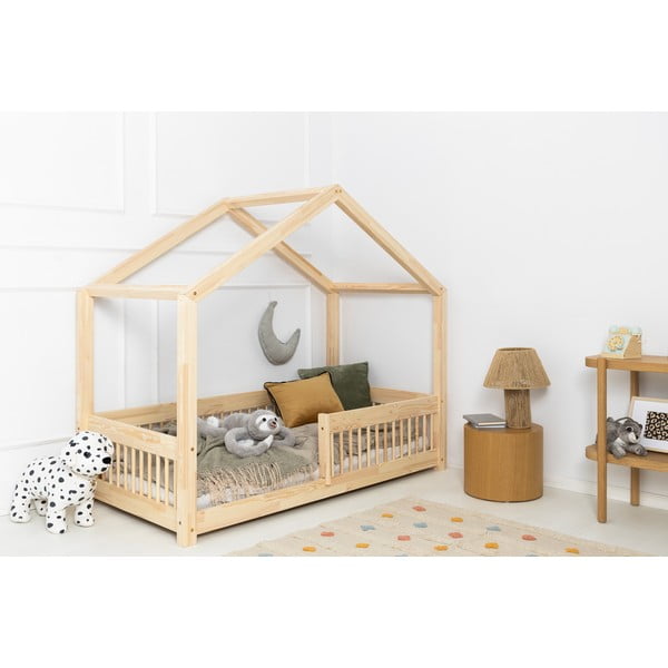 Naminė iš pušies masyvo vaikiška lova natūralios spalvos 90x160 cm Mila RMW – Adeko-image-1