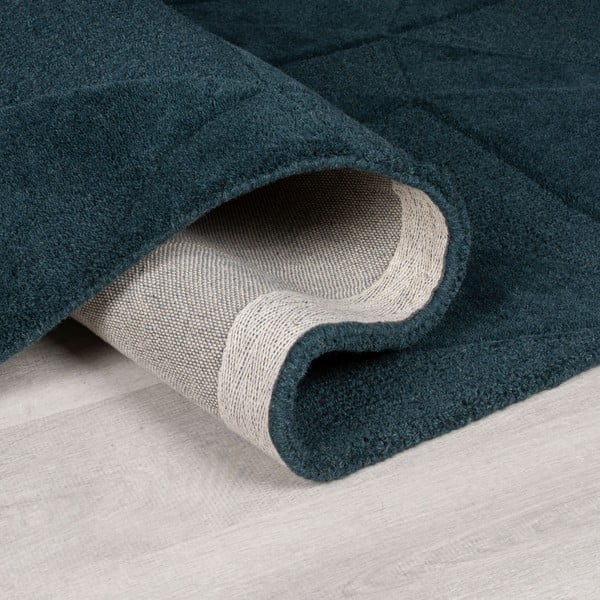 Rankų darbo žalsvai mėlynos spalvos iš vilnos apvalios formos kilimas ø 160 cm Shard Teal – Flair Rugs-image-2