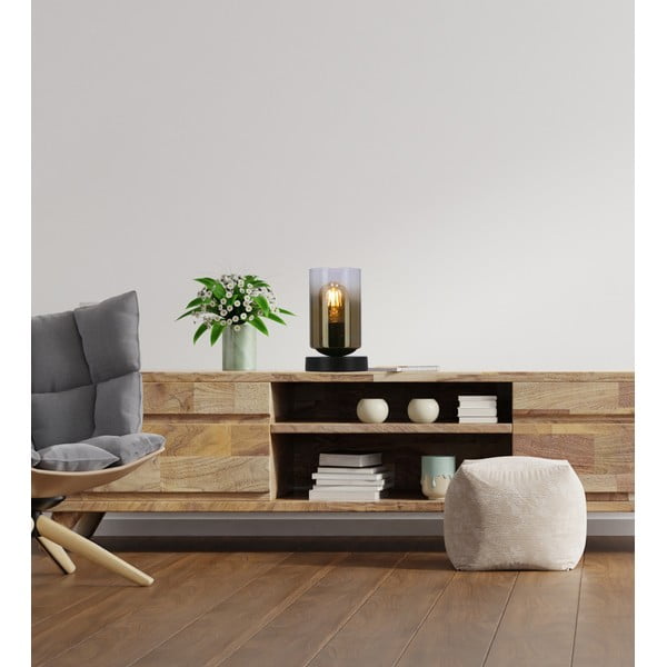 Stalinis šviestuvas juodos spalvos (aukštis 20 cm) su stiklo gaubtu Aspra – Candellux Lighting-image-1