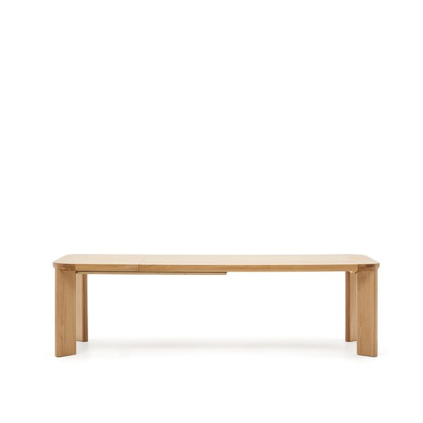 Prailginamas valgomojo stalas natūralios spalvos su ąžuolo dekoro stalviršiu 100x200 cm Jondal – Kave Home-image-3