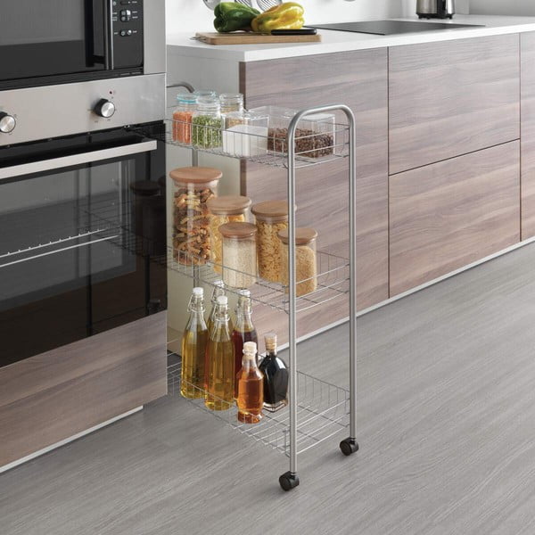Mobilus stovas su 3 lentynomis Metaltex Ascona Slim De Luxe, aukštis 84 cm-image-1