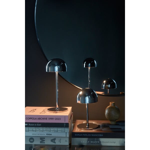 Sidabrinės spalvos stalinis šviestuvas LED su nuotolinio valdymo funkcija (aukštis 22 cm) su metaliniu gaubtu Tim – Sirius-image-3