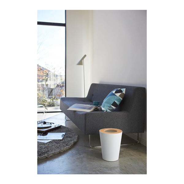 Baltos spalvos/natūralios spalvos iš plieno šiukšliadėžė biurui 10 l Rin – YAMAZAKI-image-1