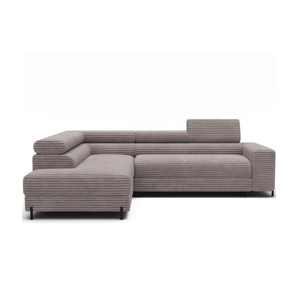 Pilkos spalvos kampinė sofa iš kordinio velveto (su kairiuoju kampu/„L“ formos) Colesio – ELTAP