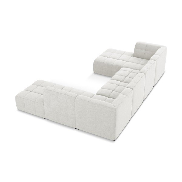 Baltos spalvos kampinė sofa iš boucle („U“ formos) Aloha – Makamii-image-4