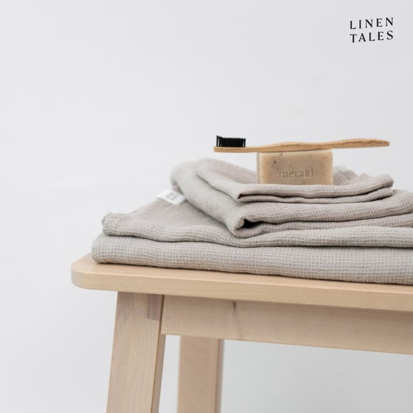 Gofruotas iš lino vonios rankšluostis natūralios spalvos 100x140 cm Natural Fine Waffle – Linen Tales-image-4