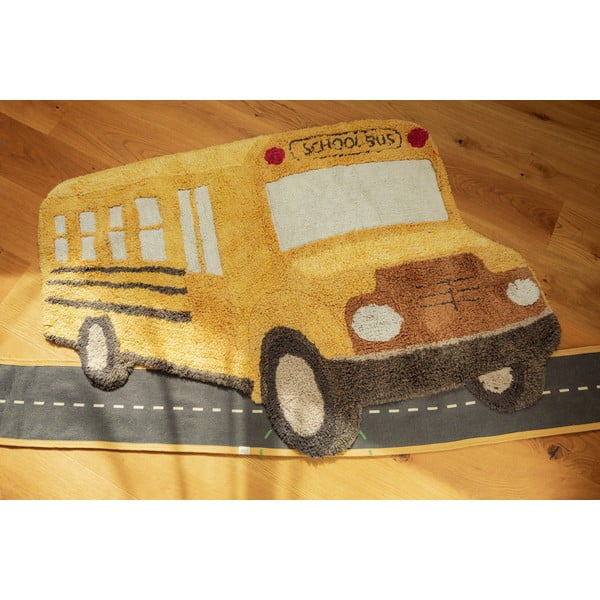 Skalbiamas/rankų darbo ochros spalvos iš medvilnės vaikiškas kilimas 90x130 cm School Bus – Lorena Canals-image-4