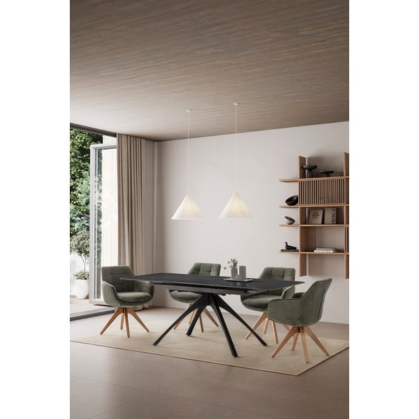 Žalios spalvos iš audinio valgomojo kėdžių komplektas su porankiais 2 vnt. Donatelo – Marckeric-image-1