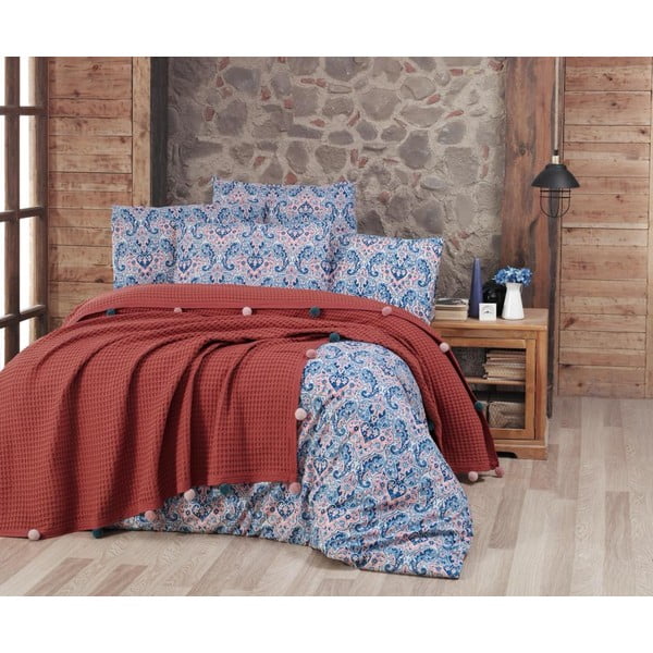 Medvilninė 200x240 cm dvivietės lovos patalynė, plytų spalvos  - Mila Home